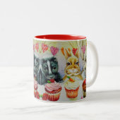 Waterverf van egel Rabbit Skunk & Cupcakes Art Tweekleurige Koffiemok (Voorkant rechts)