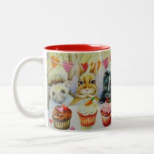 Waterverf van egel Rabbit Skunk & Cupcakes Art Tweekleurige Koffiemok