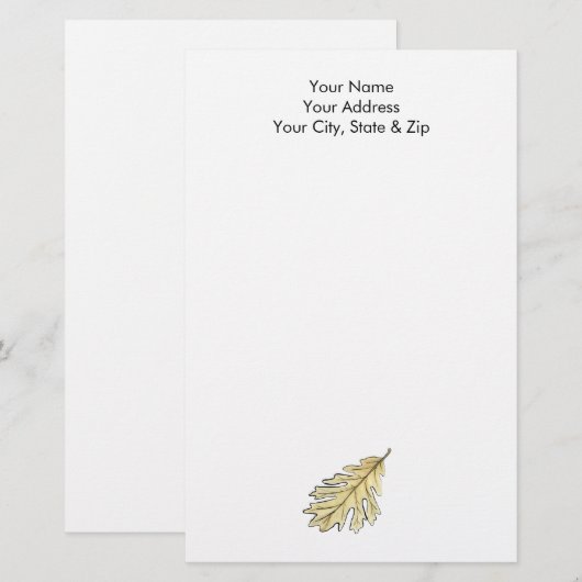 Waterverf van eikel briefpapier (Voorkant / Achterkant)