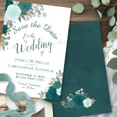Waterverf van Elegant Blauwgroen Rozen Floral Boho Save The Date