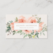 Waterverf van Elegant Pink Floral en Greenery Visitekaartje (Voorkant)