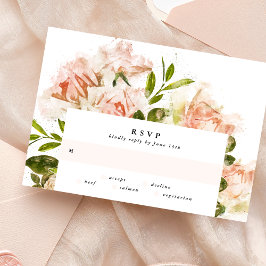 Waterverf van Elegant Roos Romance Wedding RSVP-ka RSVP Kaartje