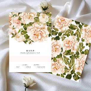 Waterverf van Elegant Roos Romance Wedding RSVP-ka RSVP Kaartje
