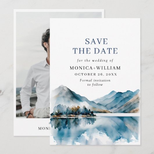 Waterverf van Elegant Save The Date (Voorkant / Achterkant)