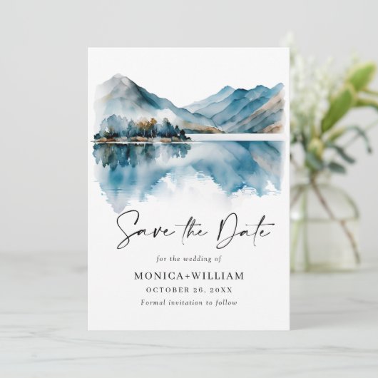 Waterverf van Elegant Save The Date (Staand voorkant)