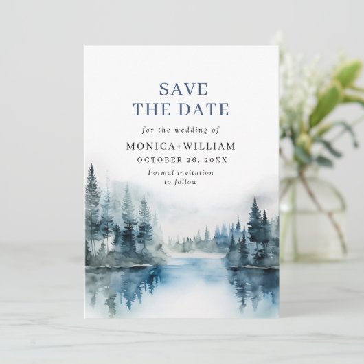 Waterverf van Elegant Save The Date (Staand voorkant)