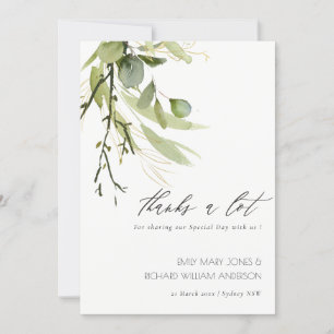WATERVERF VAN ELEGANTE LEAFY GREEN FOLIAGE WEDDING BEDANKKAART