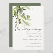 WATERVERF VAN ELEGANTE LEAFY GREEN FOLIAGE WEDDING KAART (Voorkant / Achterkant)