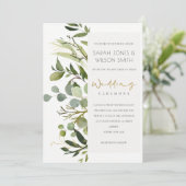 WATERVERF VAN ELEGANTE LEAFY GREEN FOLIAGE WEDDING KAART (Staand voorkant)