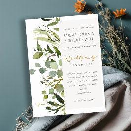 WATERVERF VAN ELEGANTE LEAFY GREEN FOLIAGE WEDDING KAART