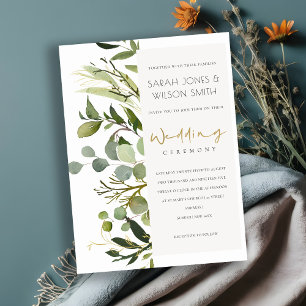 WATERVERF VAN ELEGANTE LEAFY GREEN FOLIAGE WEDDING KAART