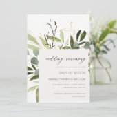 WATERVERF VAN ELEGANTE LEAFY GREEN FOLIAGE WEDDING KAART (Staand voorkant)