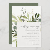 WATERVERF VAN ELEGANTE LEAFY GREEN FOLIAGE WEDDING KAART (Voorkant / Achterkant)