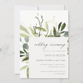 WATERVERF VAN ELEGANTE LEAFY GREEN FOLIAGE WEDDING KAART