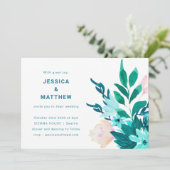 Waterverf van Emerald Blue Floral minimalistisch h Kaart (Staand voorkant)