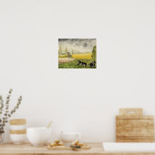 Waterverf van Engelse landvelden en Koeien Poster (Keuken)