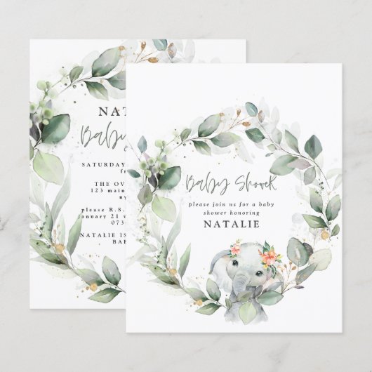 waterverf van eucalyptus - baby shower (Voorkant / Achterkant)