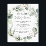 waterverf van eucalyptus - baby shower flyer<br><div class="desc">budgettaire stijlvolle eucalyptus schattige uitnodiging voor het baby shower van bladolifanten .</div>