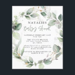 waterverf van eucalyptus - baby shower flyer<br><div class="desc">budgettaire stijlvolle eucalyptus schattige uitnodiging voor het baby shower van bladolifanten .</div>