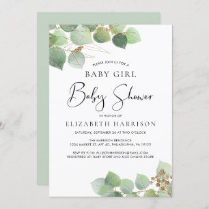 Waterverf van eucalyptus Baby shower Kaart
