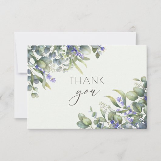 Waterverf van Eucalyptus Floral Weddenschap Foto Bedankkaart (Voorkant)