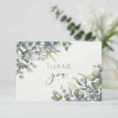 Waterverf van Eucalyptus Floral Weddenschap Foto Bedankkaart (Staand voorkant)