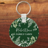 Waterverf van familiecabine Ivy Sage Ferns Green Sleutelhanger (Voorkant)