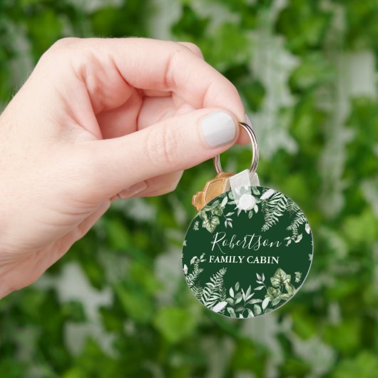 Waterverf van familiecabine Ivy Sage Ferns Green Sleutelhanger (Hand)