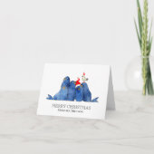 Waterverf van Feestelijke Zeeleeuwen Feestdagen Kaart (Voorkant)