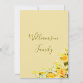 Waterverf van fijne gele rozenbedekking bedankkaart (Achterkant)