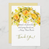 Waterverf van fijne gele rozenbedekking bedankkaart (Voorkant / Achterkant)