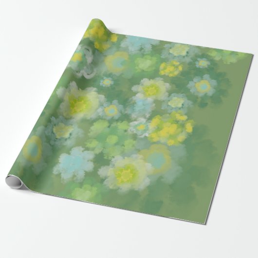 Waterverf van Floral Abstract zout Cadeaupapier (Uitgerold)