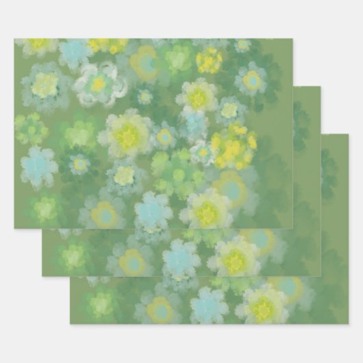 Waterverf van Floral Abstract zout Inpakpapier Vel (Set)