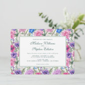  Waterverf van Floral | Pony - bruiloft Kaart (Staand voorkant)