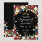 Waterverf van Floral Quinceanera Inv Kaart (Voorkant / Achterkant)
