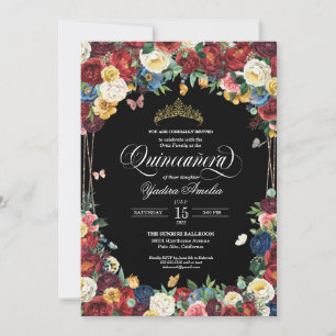 Waterverf van Floral Quinceanera Inv Kaart