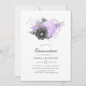 Waterverf van Floral Quinceañera voor lila en hout Kaart (Voorkant)