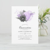 Waterverf van Floral Quinceañera voor lila en hout Kaart (Staand voorkant)