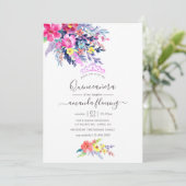 Waterverf van Floral Spring Quinceañera Kaart (Staand voorkant)