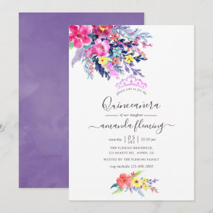 Waterverf van Floral Spring Quinceañera Kaart