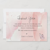 Waterverf van Floral-vlinderbruiloft in Cute Pink Bedankkaart (Achterkant)