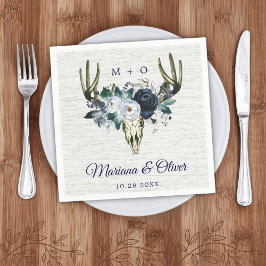 Waterverf van Floral Wedding Na Navy Blue Boho Tri Servet