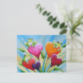 Waterverf van frituurkikkers en harten briefkaart (Staand voorkant)