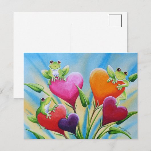 Waterverf van frituurkikkers en harten briefkaart (Voorkant / Achterkant)