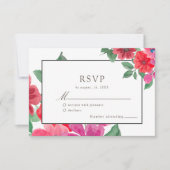 Waterverf van Fuchsia Floral Wedding RSVP (Voorkant)