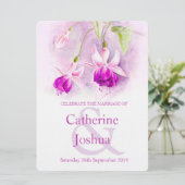 Waterverf van Fuchsia paars roze bruiloft Kaart (Staand voorkant)