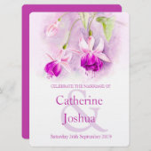 Waterverf van Fuchsia paars roze bruiloft Kaart (Voorkant / Achterkant)