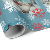 Waterverf van gedenkpenguin-ijsschaatsen cadeaupapier (Rol Hoek)