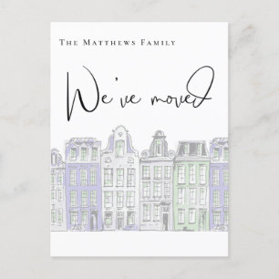 Waterverf van gefingeerde woningen Nieuwe aankondi Briefkaart