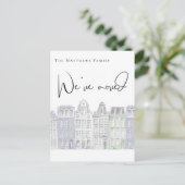 Waterverf van gefingeerde woningen Nieuwe aankondi Briefkaart (Staand voorkant)